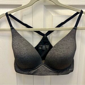 Adore Me Charcoal Bra with Black Straps